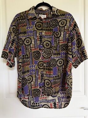 Reunion Menswear Vintage Geometric Tribal Short-Sleeve Button Up